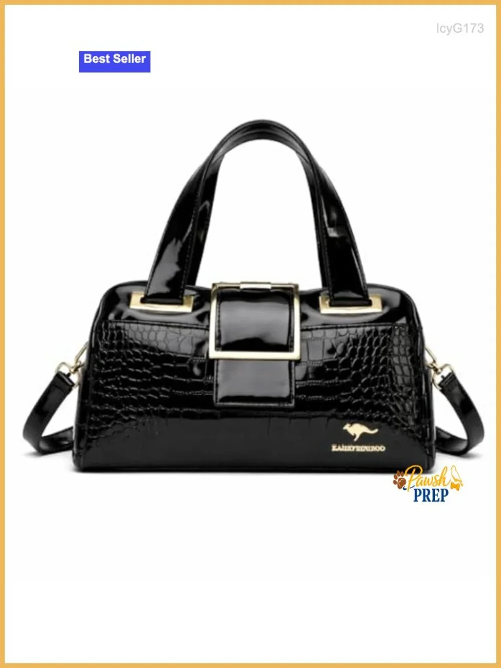 Crocodile Embossed PU Leather Satchel Tote Handbag Gold Hardware
